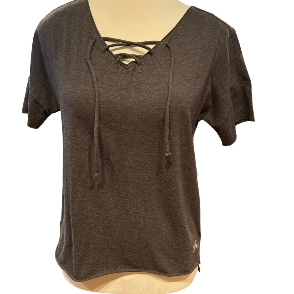 Under Armour Charcoal Lace-Up Short Sleeve Tee - Size XS